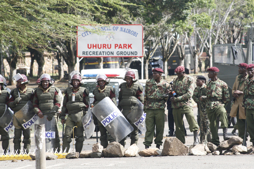 Military police in Uhuru Park, Nairobi, Kenya