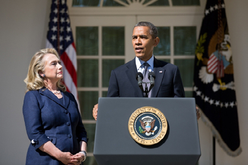 President Obama delivering his statement on the Benghazi attacks from the Rose Garden of the White House