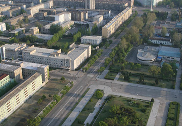 An aerial view of the North Korean capital of Pyongyang.