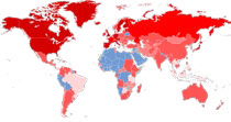 Map of countries affected by current World Financial Crisis. The darkest shaded nations experienced the worst degree of recession.