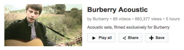 Figure 3. Screenshot taken from “Burberry Acoustic” YouTube playlist