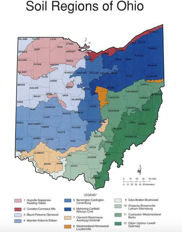 Figure 1 Soil Regions of Ohio (Ohio Department of Natural Resources, 2007)