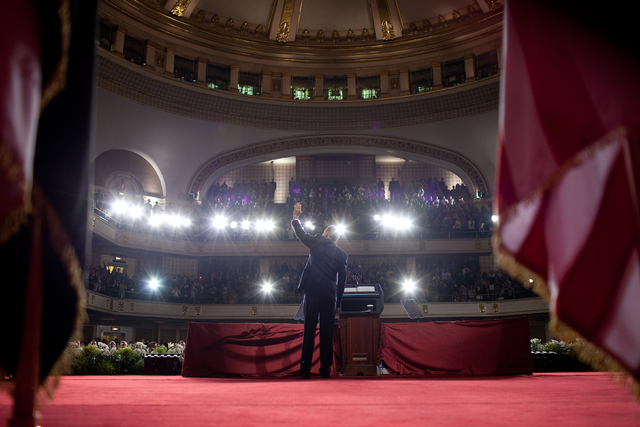 President Obama addresses students at Cairo University