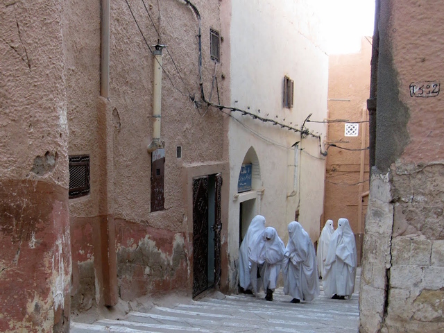 Conservatively shrouded Algerian women