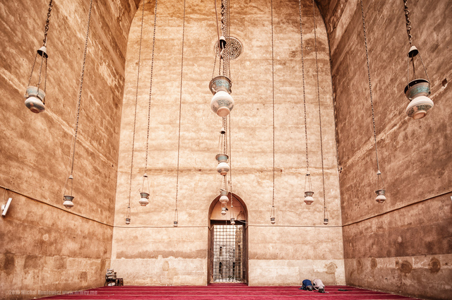 Two women praying at a mosque in Egypt