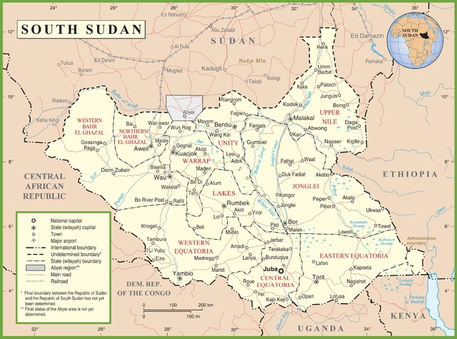 A map of South Sudan