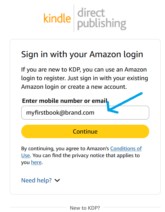 Sign in to Amazon KDP