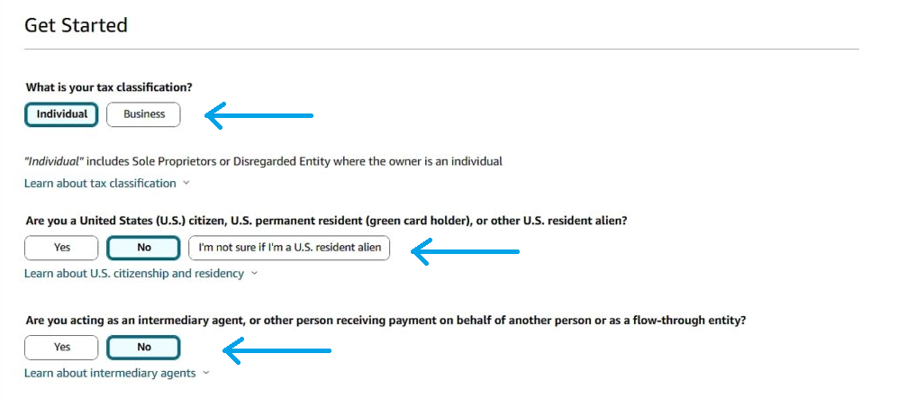 Amazon KDP tax information