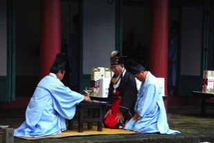 A ritual Confucian ceremony in Autumn in Jeju, South Korea