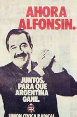 Election propaganda for Former President of Argentina Raul Alfonsin, who promoted fiscal decentralization.