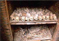 An open tomb from the Rwandan genocide.