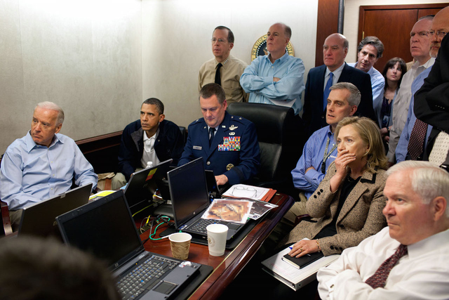 President Obama and his national security team in the Situation Room immediately prior to the killing of Osama bin Laden