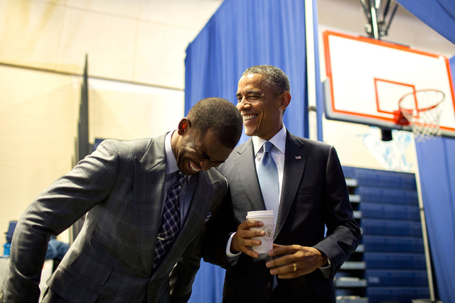 President Obama jokes with a participant in an event to promote My Brother's Keeper